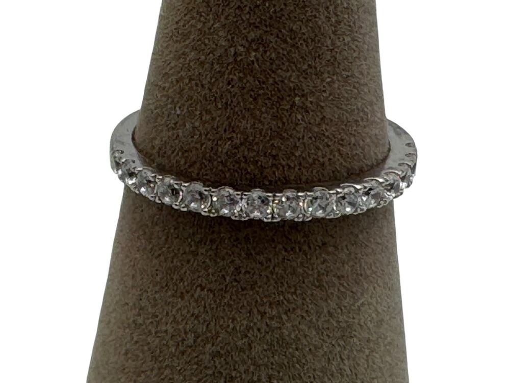 Sterling Silver 925 CZ Half Eternity Band Ring Stacking Wedding Cubic Zirconia 7
